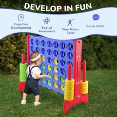 Giant 4-In-A-Row Connect Game Outdoor, 3.5FT Jumbo 4-To-Score Yard Game for Kids