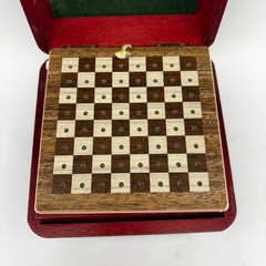 Vintage Cube Compact Portable Multi Game Set in Wooden Dice Box Japan Cards