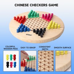 2-in-1 Wooden Chinese Checkers & Gobang(Five In Row) Family Board Game Combo Set