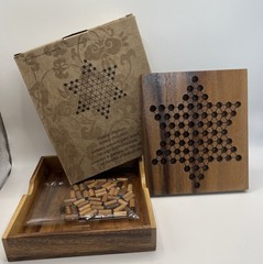 Chinese Checkers Wood Travel Pier One New 5.5” X 6.5”