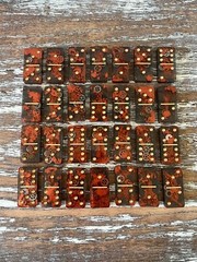 Old World Steampunk Resin Dominoes Game with Velvet Bag 28 pieces Handmade Gift
