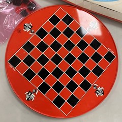 OHIO ART 2 IN 1 CHINESE GLASS MARBLES CHECKERS TIN STORAGE BOARD GAME NO 537