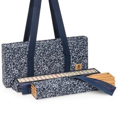 American Mahjong Game Set, “Blue Calico” with Floral Blue Soft Case