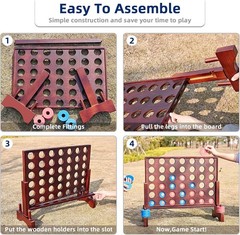 Giant Wooden Connect Four Game Indoor Outdoor Teen Kids 22×26 Inches