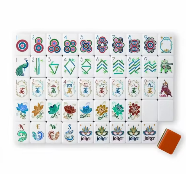 Luxury American Mahjong Set 160 Engraved Acrylic Tiles Orange Sierra