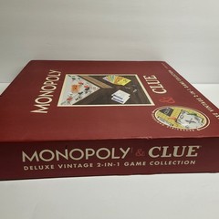 Monopoly & Clue Board Games Deluxe Vintage Ed. 2-in-1 Game Collection Wood Board