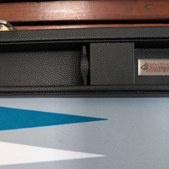 19″ Silverman & Co Large Faux Leather Backgammon Set Black w/teal white & gray