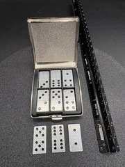 Touchstone Merchandise Group Portable Dominoes Set Metal Pieces Compact Case