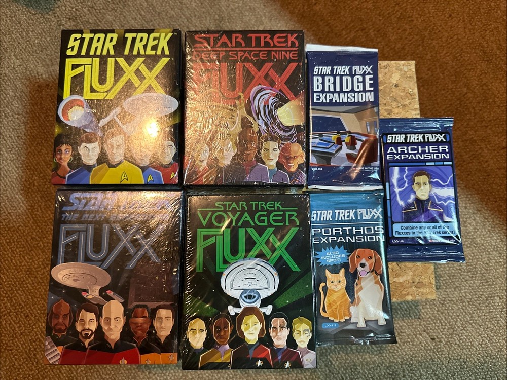 Fluxx Star Trek lot ToS Next Generation Stng DS9 Voyager Porthos Bridge NiS