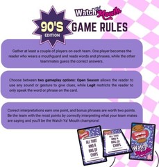 Buffalo ~ WATCH YA MOUTH 90’s Edition Party Card Game ~ Age 8+ ~ 3 to 10 Players