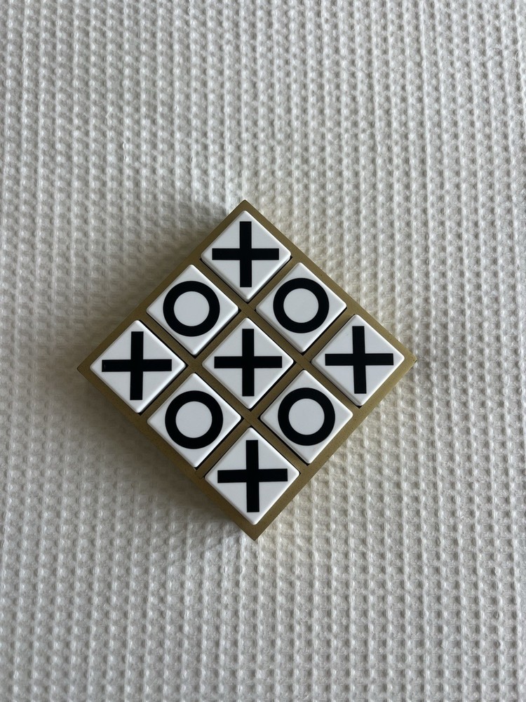 Tic-Tac-Toe Game Set With Gold Wood Case Target Decor Size 5.5 inch by 5.5 inch