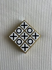 Tic-Tac-Toe Game Set With Gold Wood Case Target Decor Size 5.5 inch by 5.5 inch