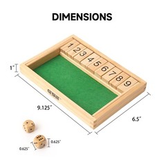 9 Number Wooden Shut The Box Dice Game Board Set Family Pub Bar Dice Board Game