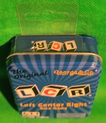 Left Center Right Dice Game Blue LCR Tin Box Family Strategy Easy NEW AND SEALED