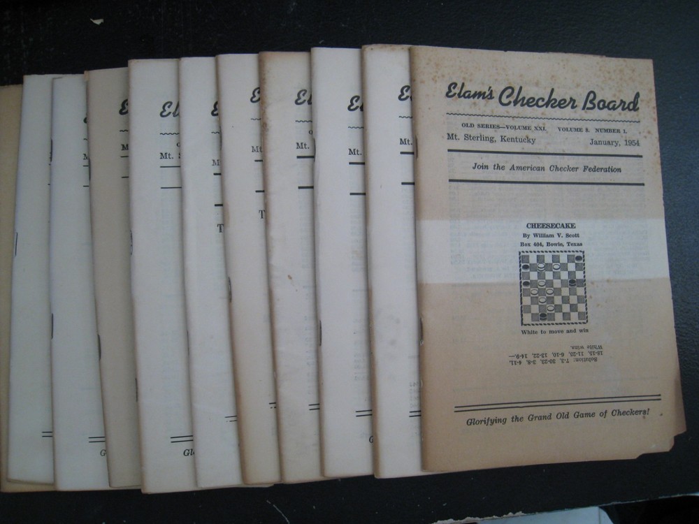 1954 Vol.8 #1-6-8-12 Elam’s Checkerboard Checkers Magazines Mt. Sterling Kentuck