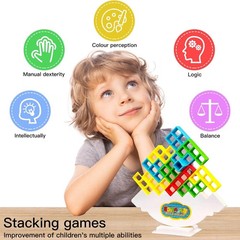Tower Balance Game, Stacking Game 64pcs, Fun Stacking Game Puzzle Building Game…