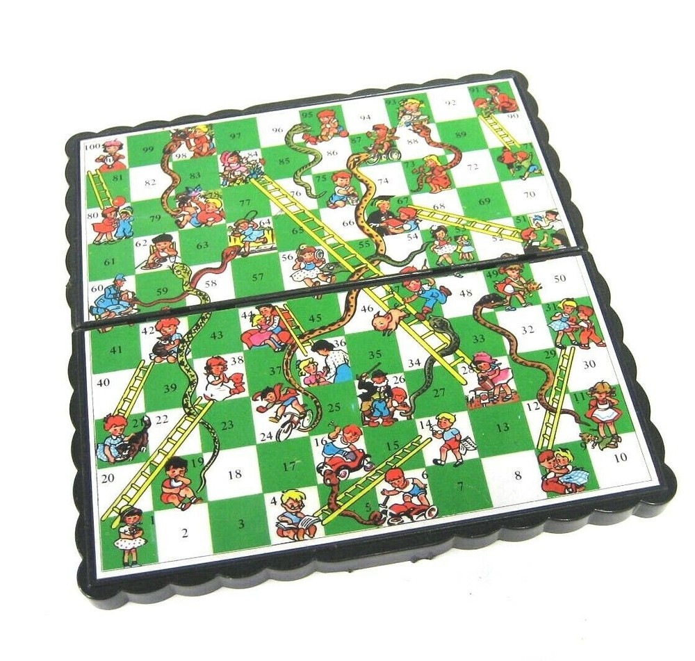 Vintage Chutes and Ladders Game Handheld 5.5 by 5.5 Inch Unbranded No Pieces