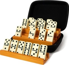 Compact Double 6 Dominoes Set with Travel Case & Domino Racks for Easy Gameplay