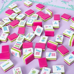 Engraved American Mahjong Tile Set(4 Layer), 166 Acrylic Mahjong Tiles with A Ca