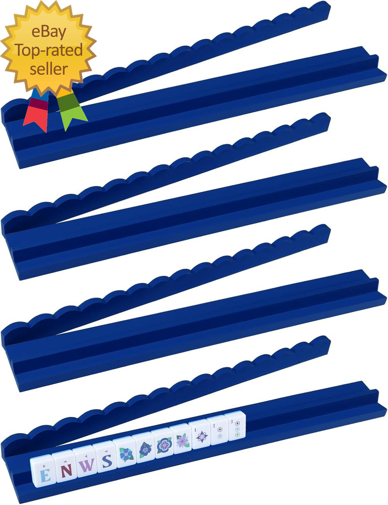 4 Pcs Wooden Mahjong Racks with Pushers 4 Set Magnet American Mahjong Rack
