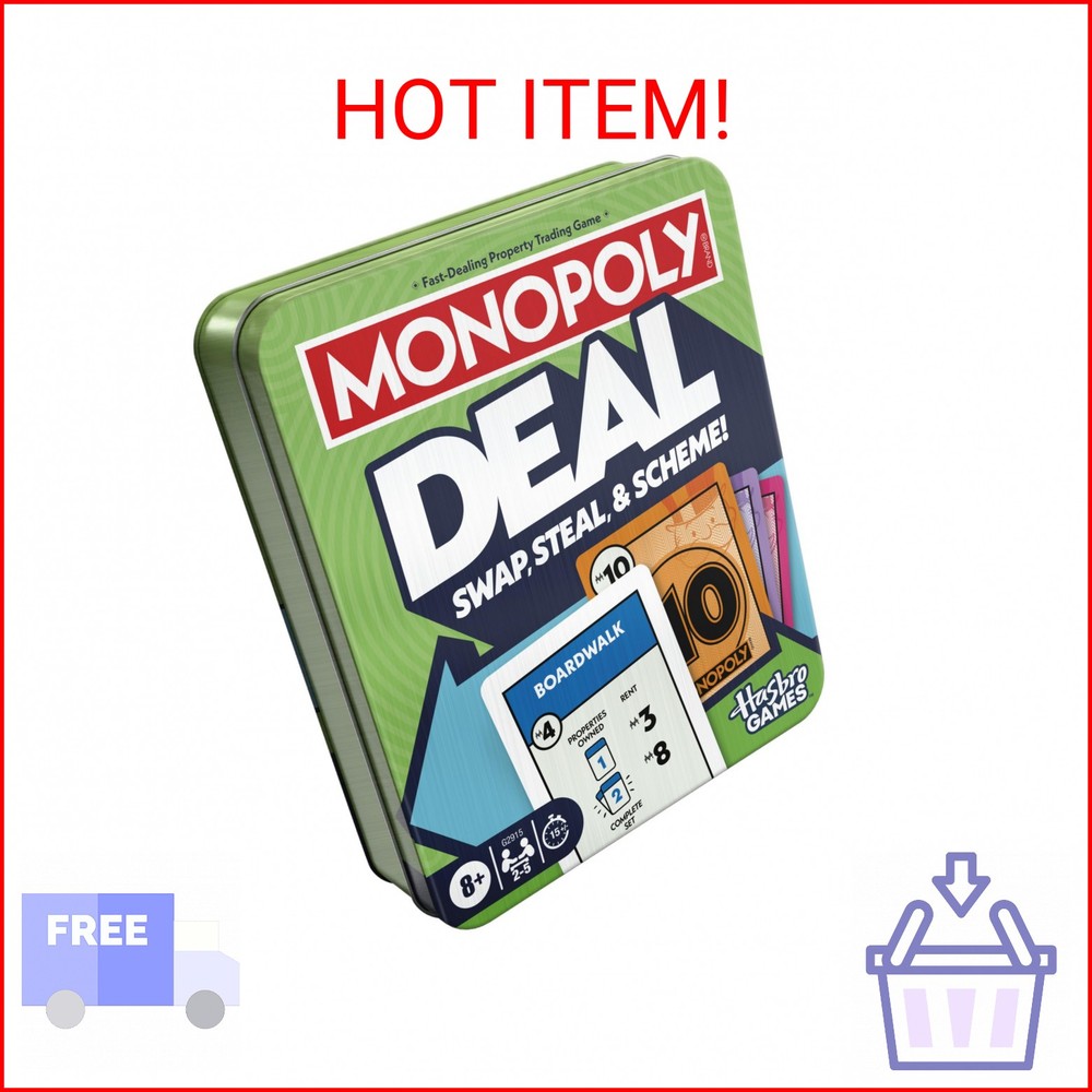 Monopoly Deal Card Game in Collectible Storage Tin | Ages 8+ | 2-5 Players | 15