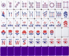 American Mahjong Set 160 Tiles Patriotic USA Acrylic Travel Case Chips Dice