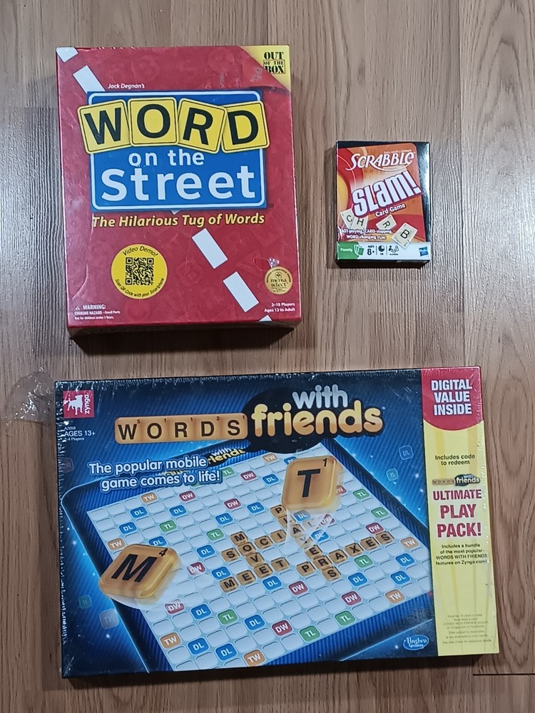 Word on the Street – Words with Friends – Scrabble Slam (3 games – all are new)
