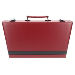 WE Games Burgundy/Black Leatherette Backgammon Set, 18 x 11 in. closed