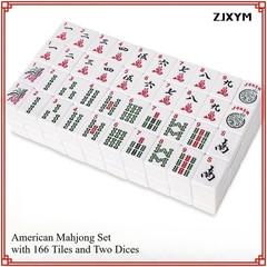 American Mahjong Tile Set, 166 Blue Tiles with Two Dices, Mahjong Tile Game