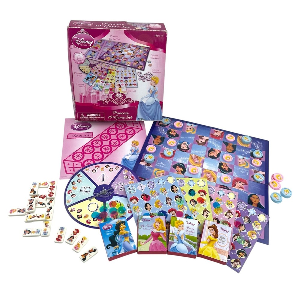 Disney Princess 10 Game Set Board Game Cards Bingo Dominoes Kids Family Gift