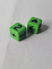 King Of Tokyo TWO Dice Black on Green Replacement Part