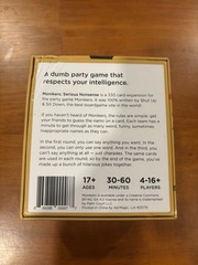 Serious Nonsense Monikers Stand Alone Expansion Party Game
