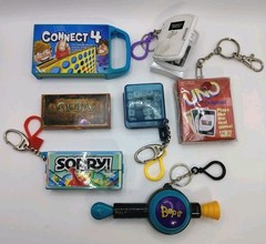 Mini Keychain Lot 7 Games Ouija Boggle Sorry! Connect 4 Bop It Magnet Poetry Uno