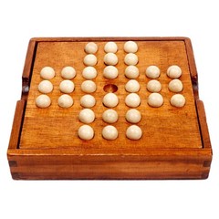 Wooden Solitaire Traditional Board Game Marble Child Classic Educational Toy
