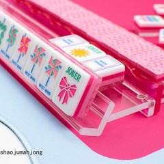 Vibrant Layered Mahjong Tiles Full American Set 160 Tiles Pink Flower Blossoms