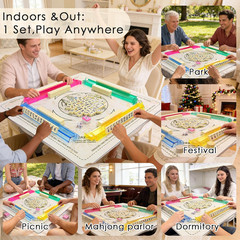 American Mahjong Tiles Set with Noise Reducing Mahjong Mat, 166 White Mahjong Ga