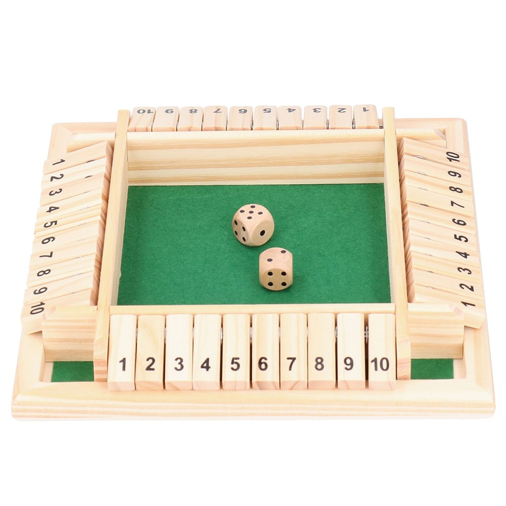 Wooden Box Number Dice Game Set 4 Players Wooden Board Math Number Game Family