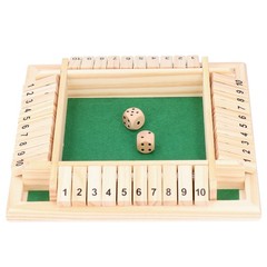 Wooden Box Number Dice Game Set 4 Players Wooden Board Math Number Game Family