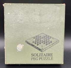 Vintage Crestline Solitaire Peg Puzzle Brain Game Wood Base Metal Pegs No. 310