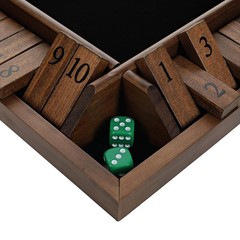 WE Games 4 Player Shut The Box(TM) Dice Game with Lid, Natural Wood, Large