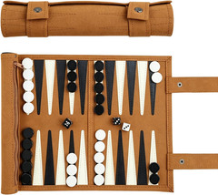 Travel Backgammon Set, Lightweight Roll-up Classic Board Game Travel Backgammon