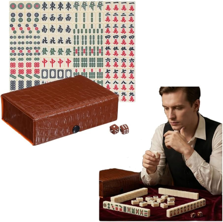 Homoyoyo Chinese Portable Mini Mahjong Tile Set Mini Mahjong Set 146 Tiles – Por