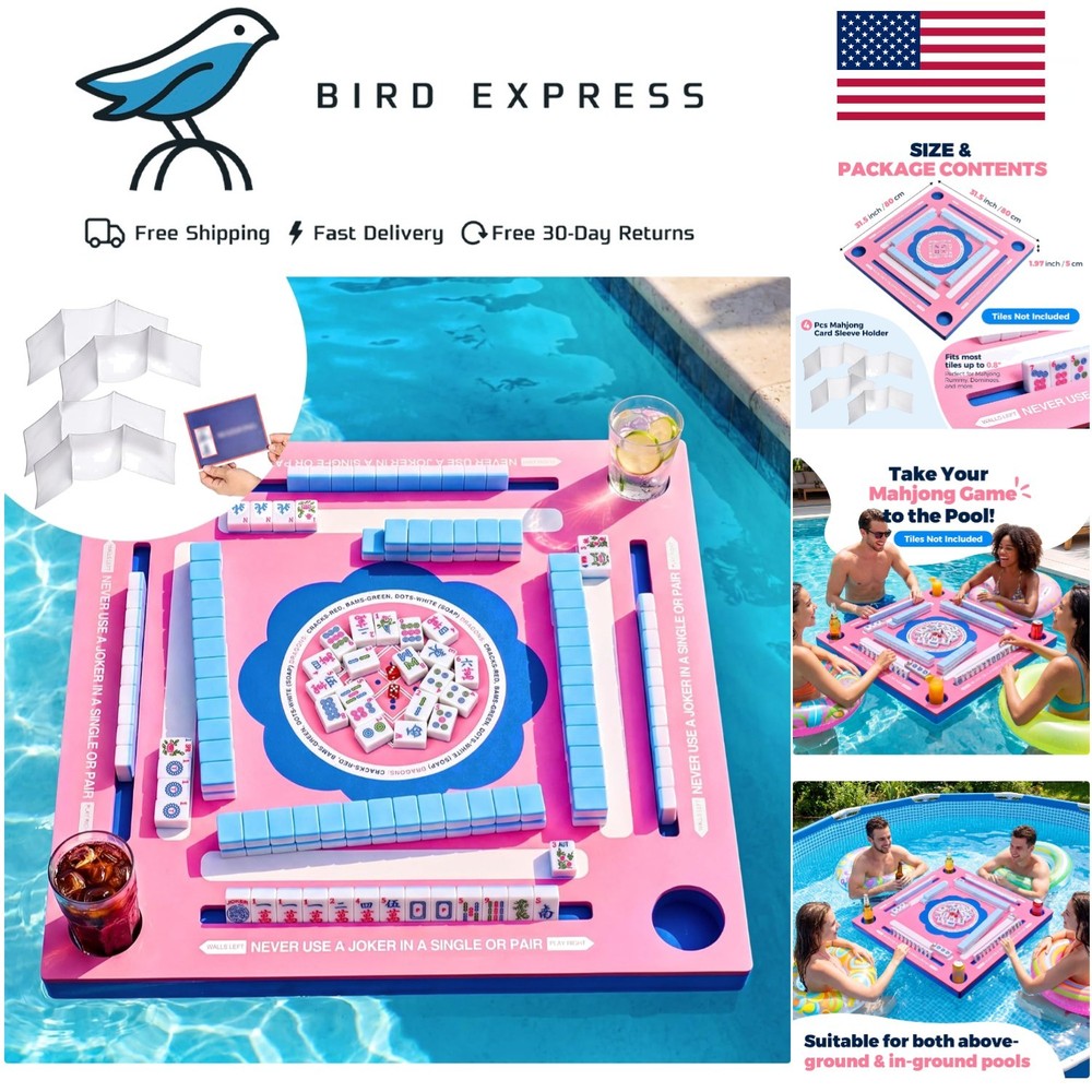 Floating Pool Mahjong Table 31.5-inch Waterproof Game Tray for Pool Beach Lake