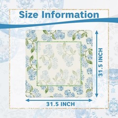 Blue Hydrangea Floral Anti-Slip Mahjong Mat 31.5in – Perfect for Game Gatherings