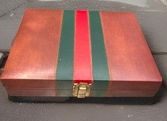 Small Travel Size Backgammon Complete Set Brown Magnetic 8.5”x6.5” Faux Leather