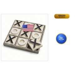 Jevergn 12.6 Large Wooden Tic Tac Toe Game Rustic Coffee Table Game Wood
