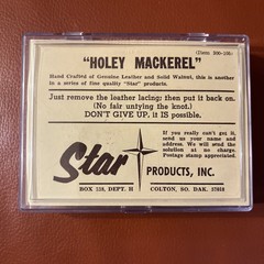 Holey Mackerel Walnut & Leather Puzzle Game~Star Products 300-105 NEW Sealed