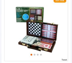 6 in 1 Game Set Portable Chess, Checkers, Backgammon, Dominoes, Cribbage, Cards