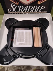 1989 Scrabble Deluxe Edition 100% COMPLETE Rotating Turntable Board Game