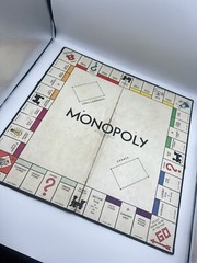Vintage Monopoly 1937-40 Black Box & Board Metal Tokens Wood Houses and Hotels